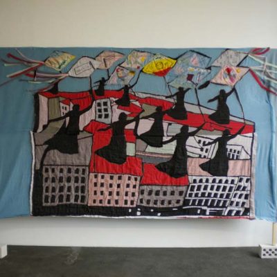 Güneş Terkol, Chromatic Kites of Women, 2012, Sewing on fabric,  300x250 cm.
